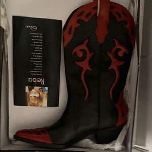 Reba Black and Red Cowboy Boots